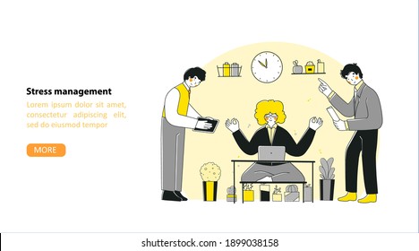Flat stress management for concept design. Business vector illustration.