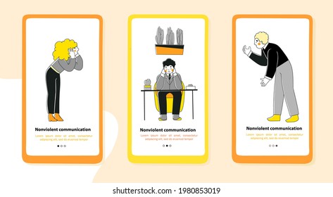 Flat stress management for concept design. Flat onboarding mobile app page screen template. Business vector illustration.