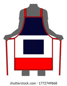 Flat Stripe Apron Design With Navy/White/Red Colors Vector
