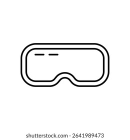 Flat Stroke Icon of Virtual Reality Glasses Depicting Advanced Gaming, Digital Simulation, Immersive Content Viewing, and Interactive Entertainment Device