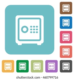 Flat strong box icons on rounded square color backgrounds.