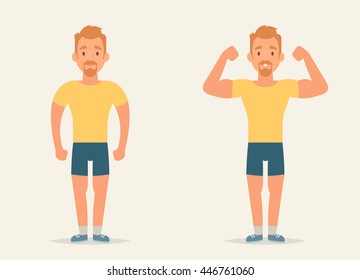 Flat Strong Character. Vector Illustration