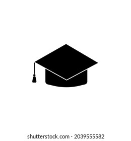 Icono plano del sombrero estudiantil para el diseño de la celebración. Fondo blanco de la ilustración del vector. Vector plano de icono.