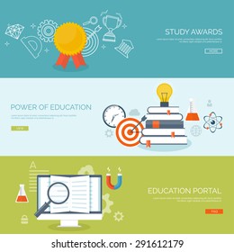 Flat study background. Web courses and distance education. Back to school. teacher and university. Knowledge, intellect. Student, college.