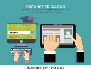 Flat study backgrounds set. Education and online courses, web tutorials, e-learning. Study and creative process. Video tutorials.