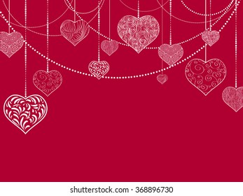 Flat St.valentine and Wedding Holiday Background With Decorative Hearts and Copyspace