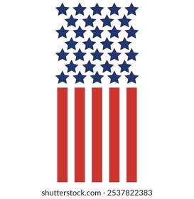 flat styl usa country flag star and lines in vertical.