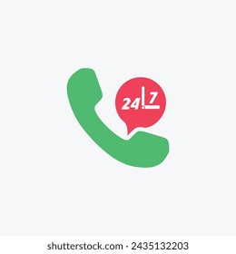 Flat style 24-7 call center service concept icon. 24 hours 7 week working icon. Exactly size vector İllustrator.