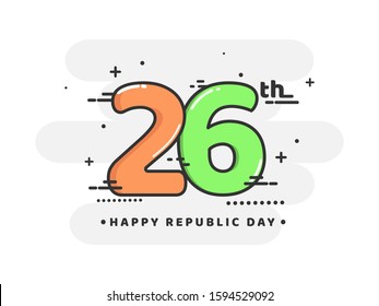 Texto de estilo plano del 26 de enero sobre fondo blanco abstracto para el concepto del Día de la República Feliz.