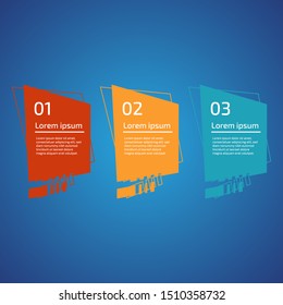 Flat style 3 steps timeline process template with outline. Workflow, visualization, design. Creative concept for infographic, presentation, report. For topics like research, strategy, consulting.