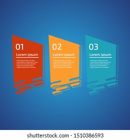 Flat style 3 steps timeline process template with outline. Workflow, visualization, design. Creative concept for infographic, presentation, report. For topics like research, strategy, consulting.