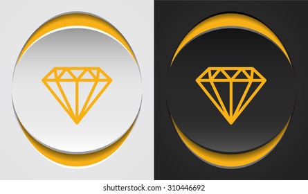 Flat style abstract golden diamond icons on papercut