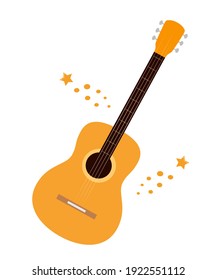 Flat style acoustic guitars isolatedon white. Classical musical instrument, vector illustration