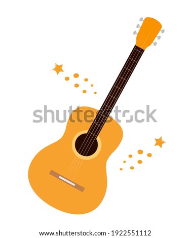 Flat style acoustic guitars isolatedon white. Classical musical instrument, vector illustration