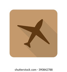 Flat style Airplane web app icon on light brown background