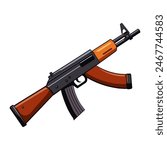 Flat style AK47 rifle illustration for design, military, weapon, and security themes