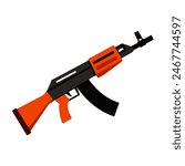 Flat style AK47 rifle illustration for design, military, weapon, and security themes