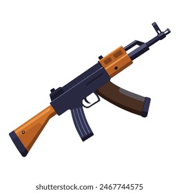 Flat style AK47 rifle illustration for design, military, weapon, and security themes