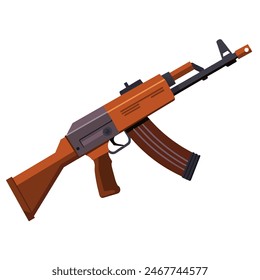 Ilustración de rifle AK47 de estilo plano para temas de diseño, militares, armas y seguridad