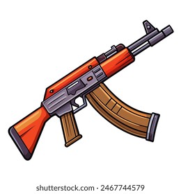 Ilustración de rifle AK47 de estilo plano para temas de diseño, militares, armas y seguridad