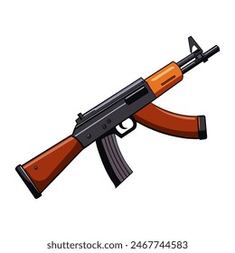Flat style AK47 rifle illustration for design, military, weapon, and security themes