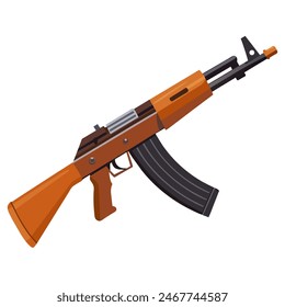 Ilustración de rifle AK47 de estilo plano para temas de diseño, militares, armas y seguridad