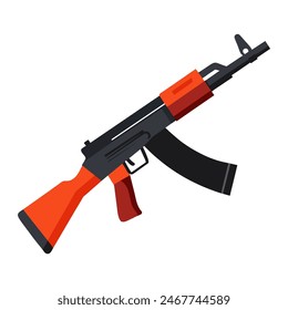 Ilustración de rifle AK47 de estilo plano para temas de diseño, militares, armas y seguridad