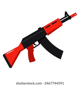 Flat style AK47 rifle illustration for design, military, weapon, and security themes