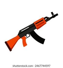 Ilustración de rifle AK47 de estilo plano para temas de diseño, militares, armas y seguridad