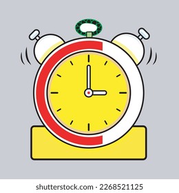 Flat style alarm clock. vector illustration
