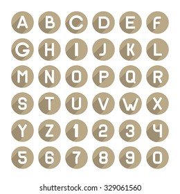 Flat Style Alphabet Icons Set. Vector