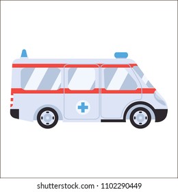 Flat style ambulance emergency isolated vector on white background