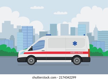 ambulancia plana. Ilustración vectorial.