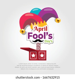 Flatstyle Aprilscherz Tag mit Schachtel Geschenk. April, dunkler Tageshintergrund