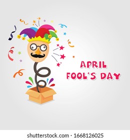 Flat style april fools day with box gift. April fools day background