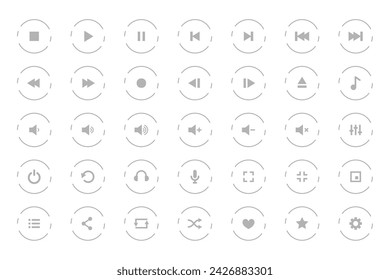 flat style audio player button sign in collection vector