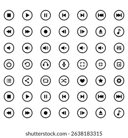 flat style audio player control button symbol vector design.