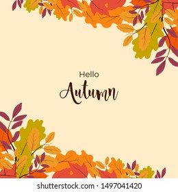 Flat style autumn leaves background