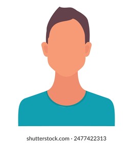 A flat style avatar of a man is depicted in a simple and modern design.