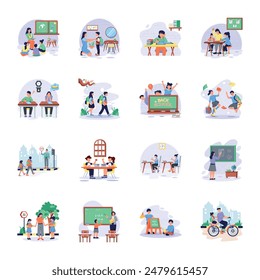 Flat Style Back to School Illustrations