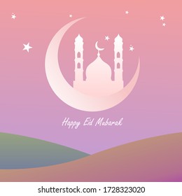 flat style background design. Happy Eid Mubarak