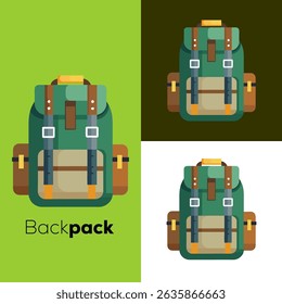 Flachbild-Rucksack-Symbolsatz