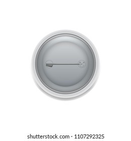 Flat style of badge pin on back side isolated on white. 