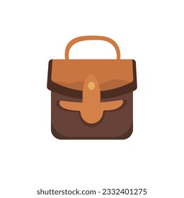 Flat style bag illustration, cartoon style icon, brown woman bag vector