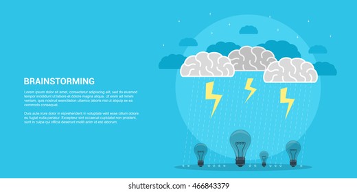 flat style banner, brainstorming, new idea, creativity concept
