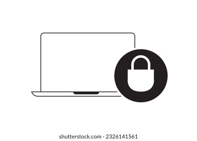 Flat style banners set. Security concept with lock and chain around laptop. Search engine concept with a magnifying glass and a laptop.