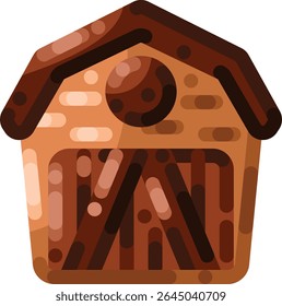 Flat style barn icon with clean lines and bold colors. Ideal for farm-related projects, agriculture infographics, organic food branding, and rural landscape designs.