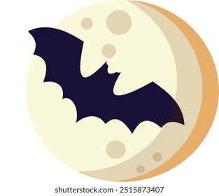  Flat style bat against the full moon