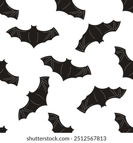 Flat style bat on a white background. Cartoon halloween vector illustration.