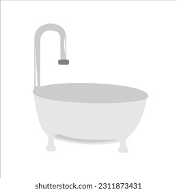 Flat style bathtub illustration. Vector Image with White Background